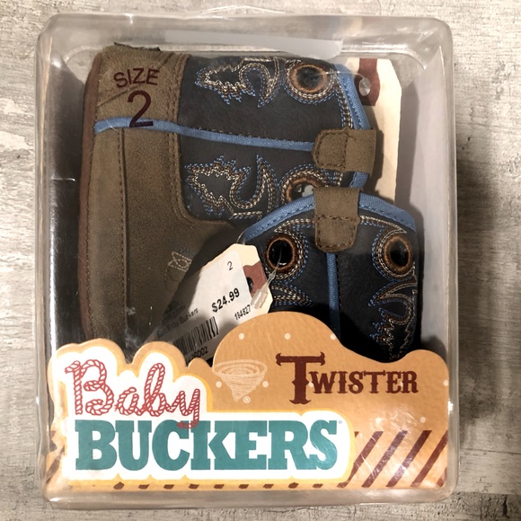 Twister Infant Baby Bucker Ben Brown and Navy Round Toe Cowboy Boots - Picture 2 of 4